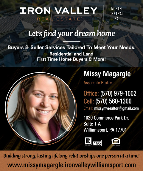 MISSY MAGARGLE IRON VALLEY REAL ESTATE, LYCOMING COUNTY, PA