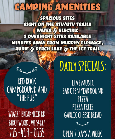 RED ROCK CAMPGROUND AND PUB, SAWYER COUNTY, WI