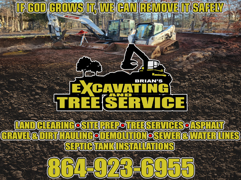 BRIAN’S EXCAVATING & TREE SERVICE, GREENWOOD COUNTY, SC