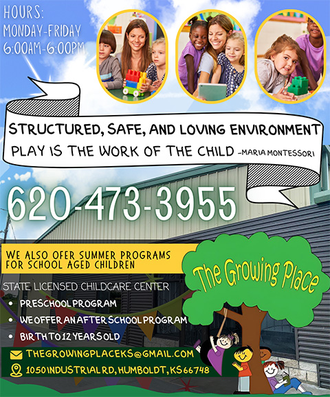 THE GROWING PLACE CHILD CARE CENTER & PRESCHOOL, ALLEN COUNTY, KS