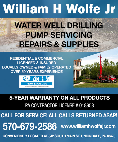 WILLIAM H. WOLFE JR WATER WELL SERVICES, SUSQUEHANNA COUNTY, PA