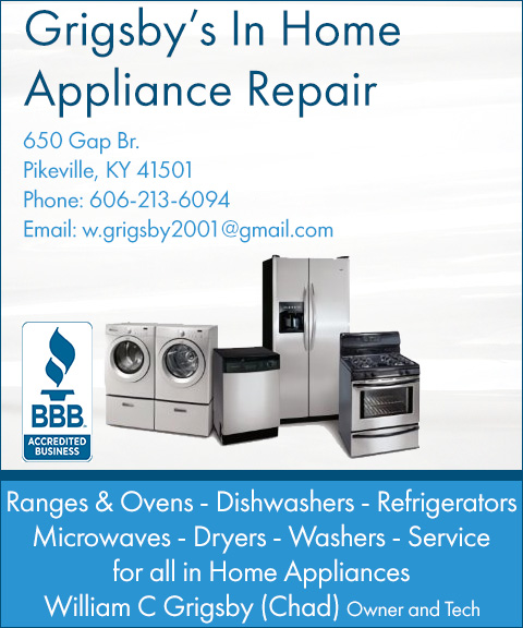 GRIGSBY’S IN HOME APPLIANCE REPAIR, PIKE COUNTY, KY