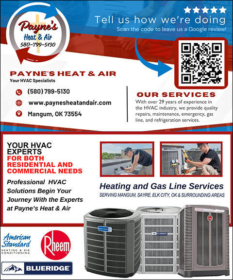 PAYNE’S HEAT & AIR, GREER COUNTY, OK