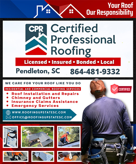 CPR-CERTIFIED PROFESSIONAL ROOFING, ANDERSON COUNTY, SC