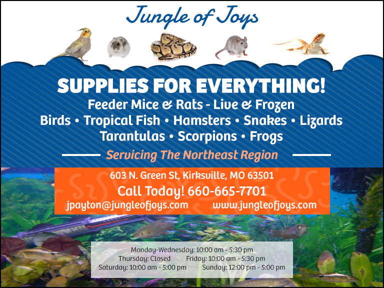 JUNGLE OF JOYS PET SHOP, ADAIR COUNTY, MO